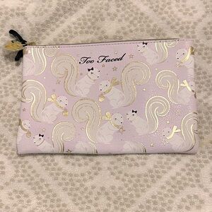 Too Faced Lavender and Gold Squirrel Pouch